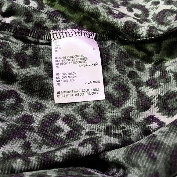 Style&Co Long Tunic Top Tiered Ruffle L Green Black Animal Print Cheetah Y2K‎ - Picture 7 of 7